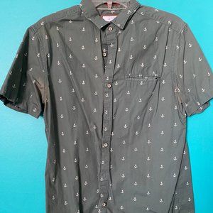 Green Anchor Print Button Down (M)